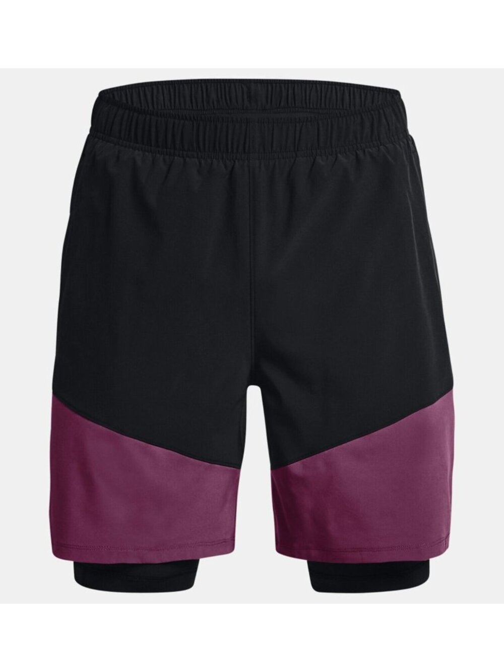 Under Armour Mens Woven 2-in-1 7'' Shorts 1373235 582 Purple Black Size L Large